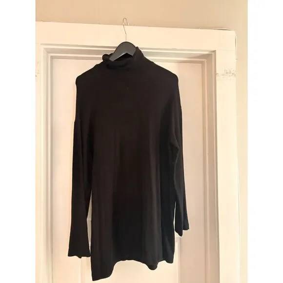 Reformation Aspen Knit Dress Bell Sleeve Turtleneck Black Size M - Picture 3 of 4